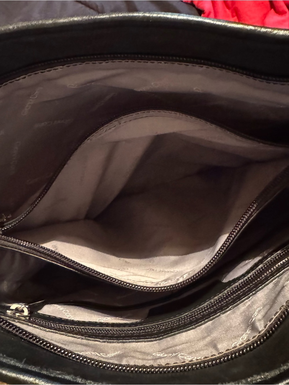Gianni Conti Genuine Leather Patchwork Tote Bag Black White Gray Scallop Purse - Picture 8 of 10